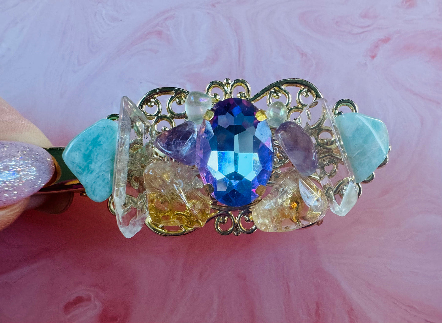 'Larissa of the Sea' - Genuine Larimar & 14Kt Gold Hair Jewels