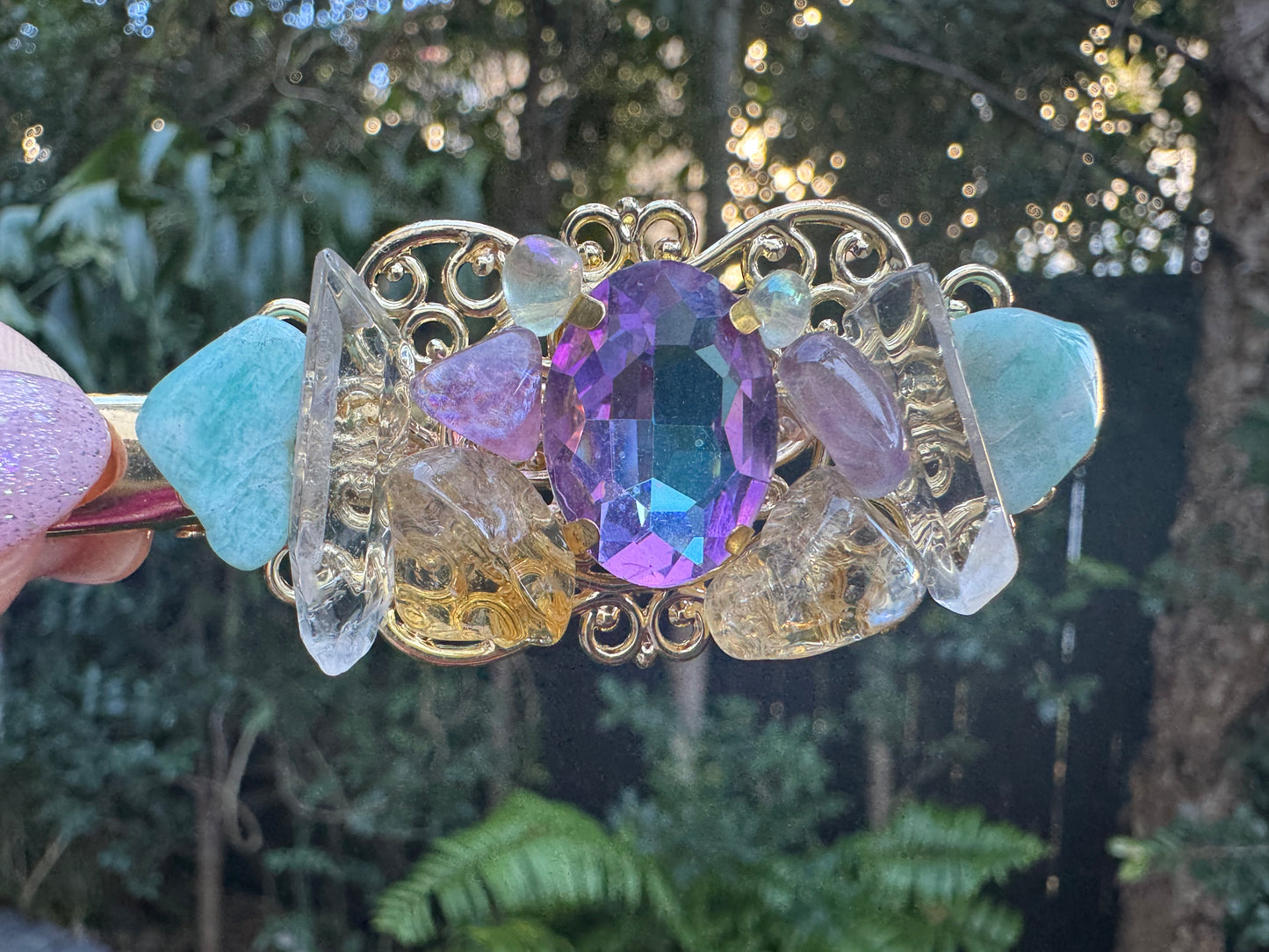 'Larissa of the Sea' - Genuine Larimar & 14Kt Gold Hair Jewels