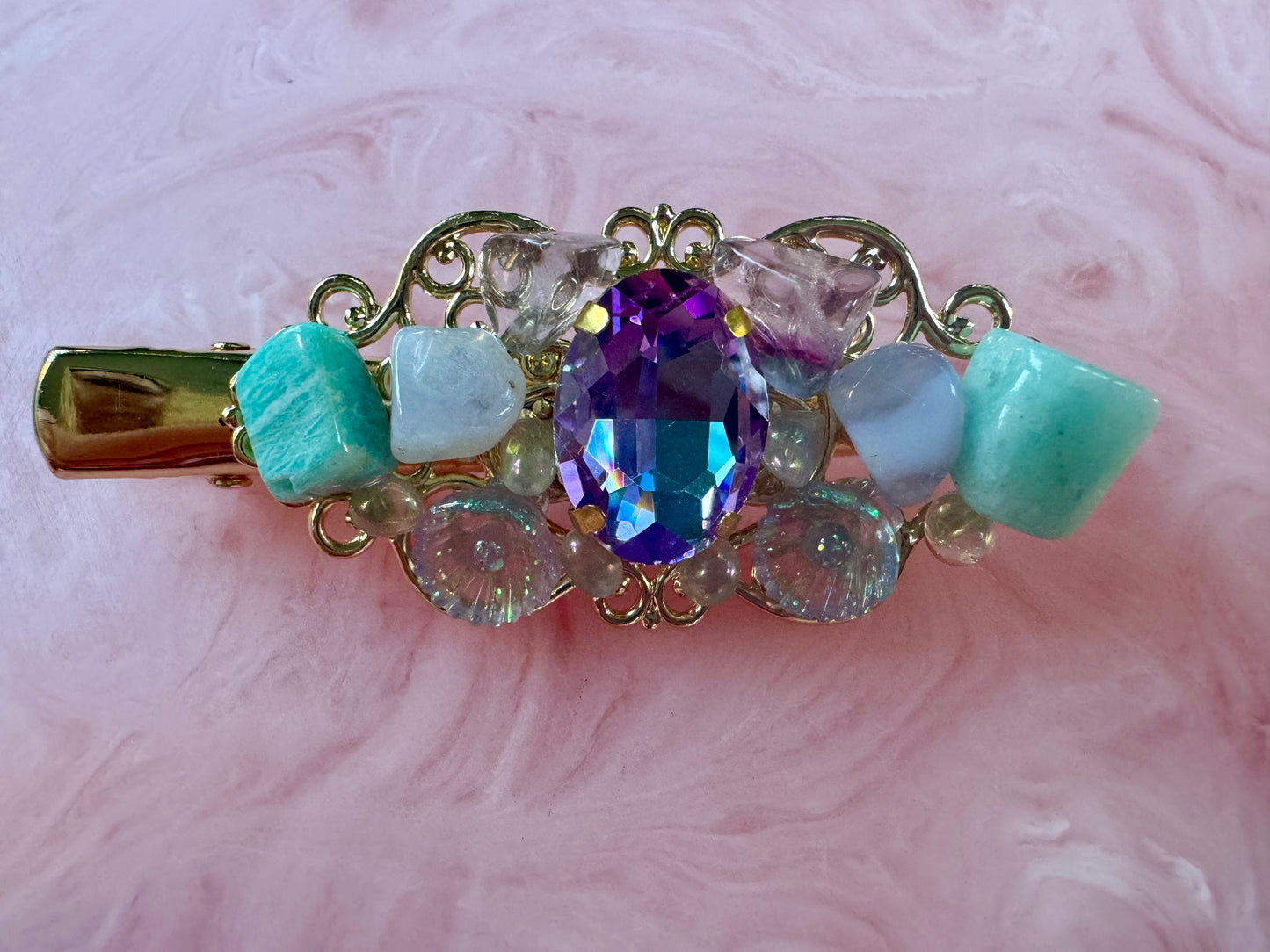 'Larissa of the Sea' - Genuine Larimar & 14Kt Gold Hair Jewels