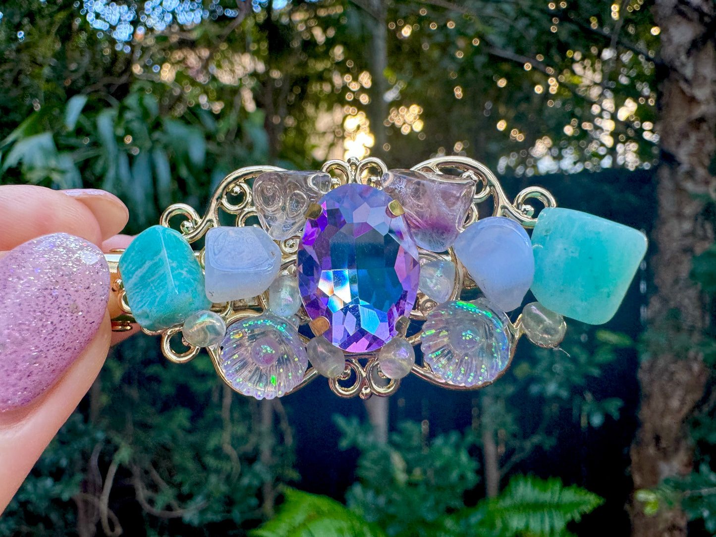 'Larissa of the Sea' - Genuine Larimar & 14Kt Gold Hair Jewels