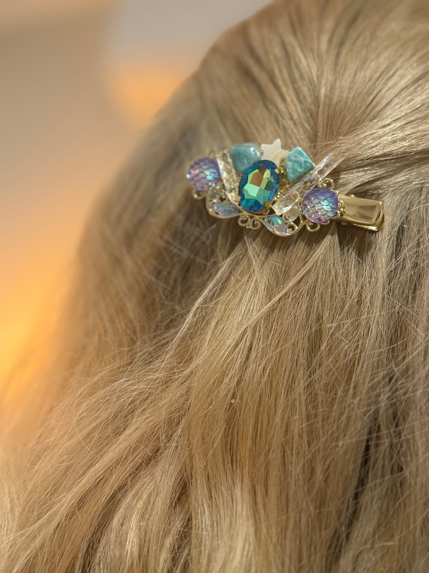 'Larissa of the Sea' - Genuine Larimar & 14Kt Gold Hair Jewel ~ Star Fantasy