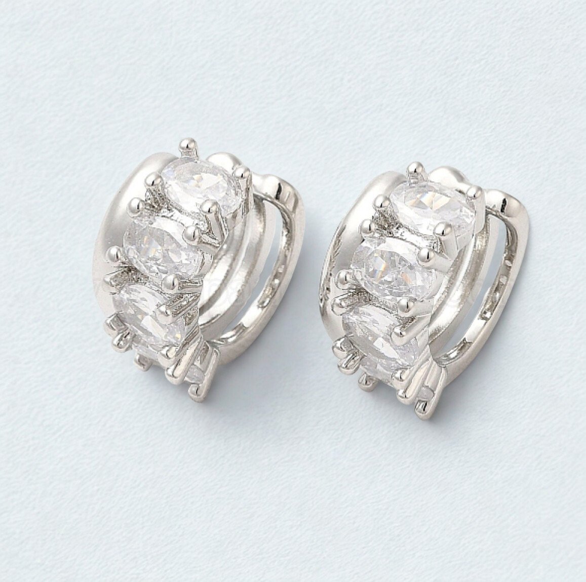 Rhinestone Dream Cuff Earrings - Silver CZ Earrings – Platinum Finish | No Piercing Required