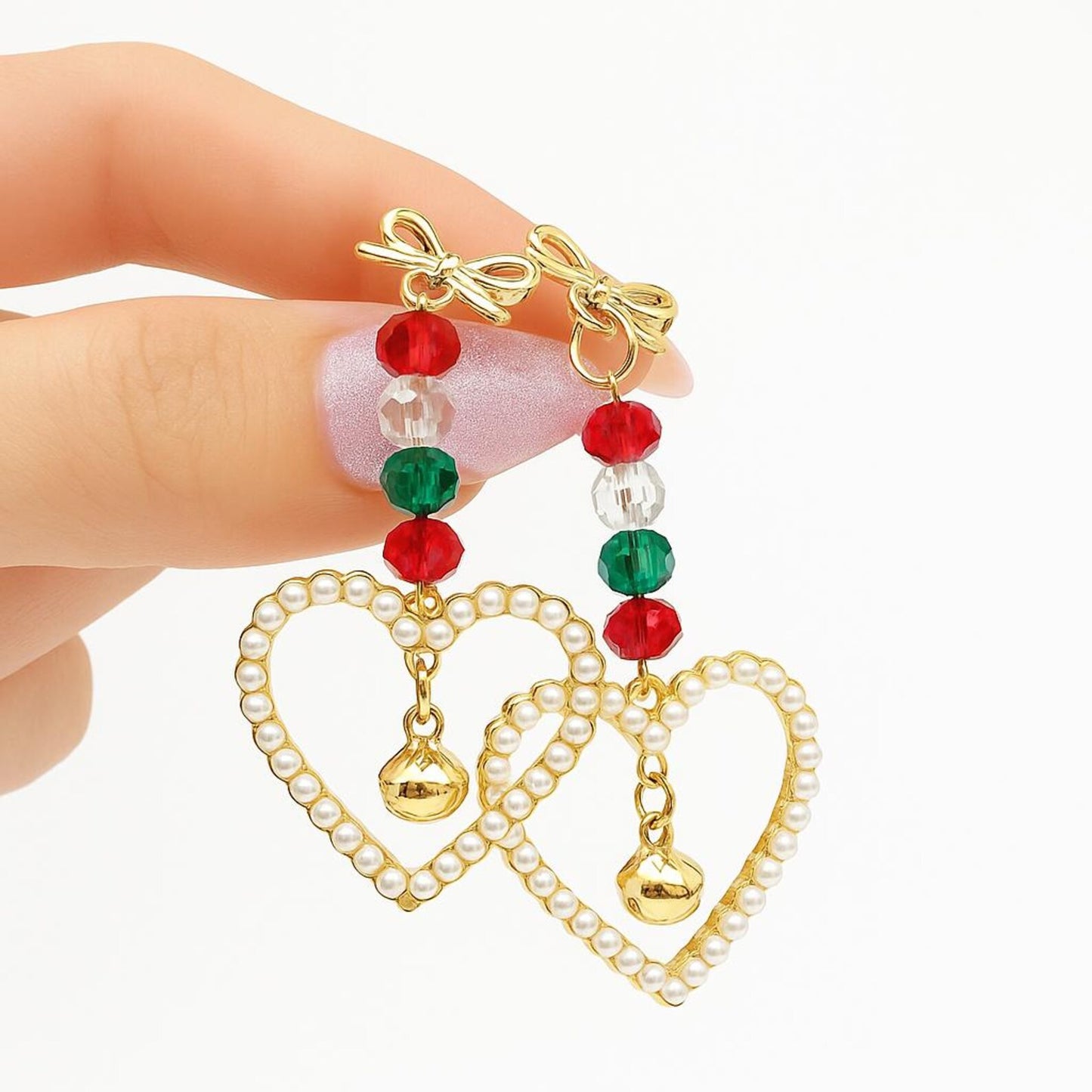 Forever Love Christmas Heart Bell Earrings