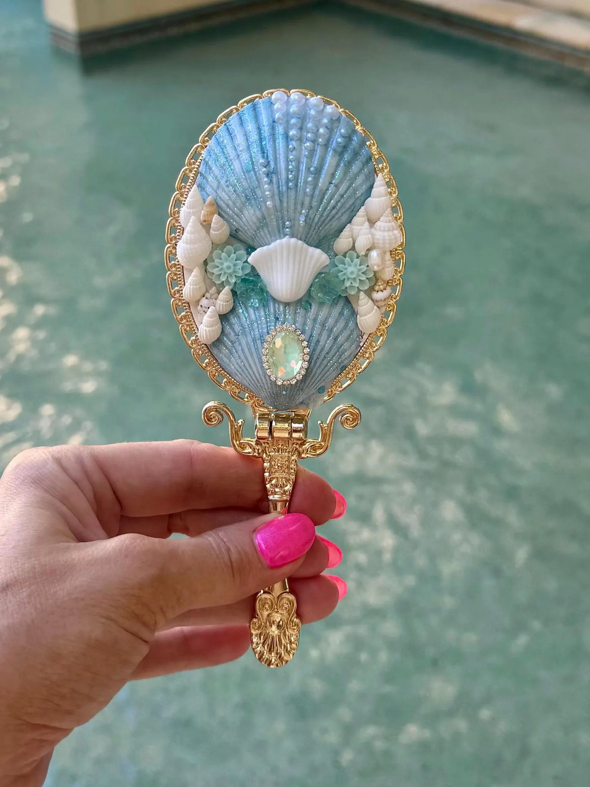 Moonlit Riviera Handmade Seashell Mirror