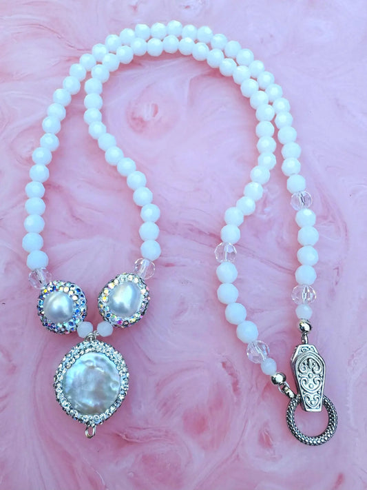 Snow Queen ~ Ice Necklace feat. Genuine Pearls and Crystals