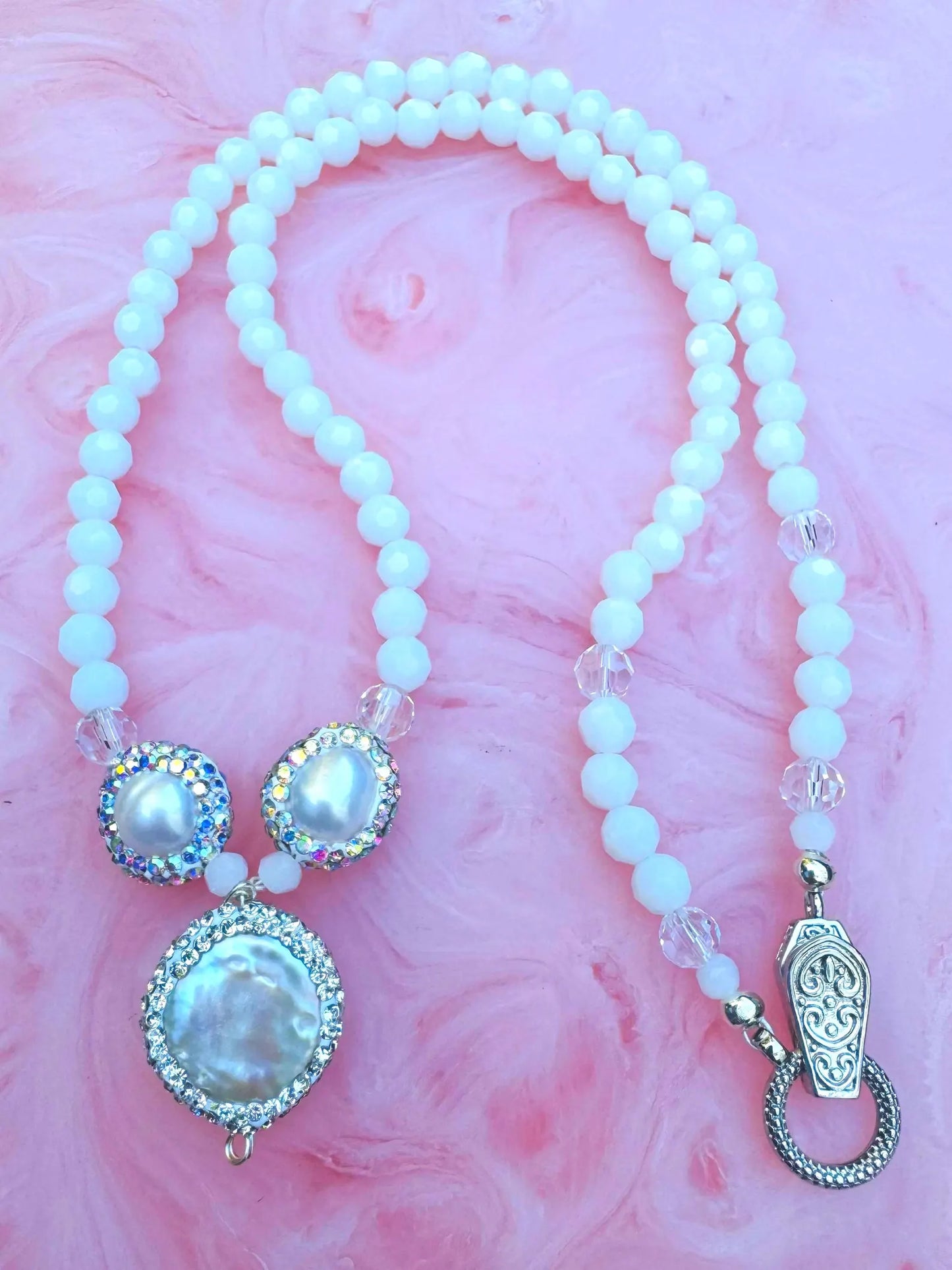 Snow Queen ~ Ice Necklace feat. Genuine Pearls and Crystals