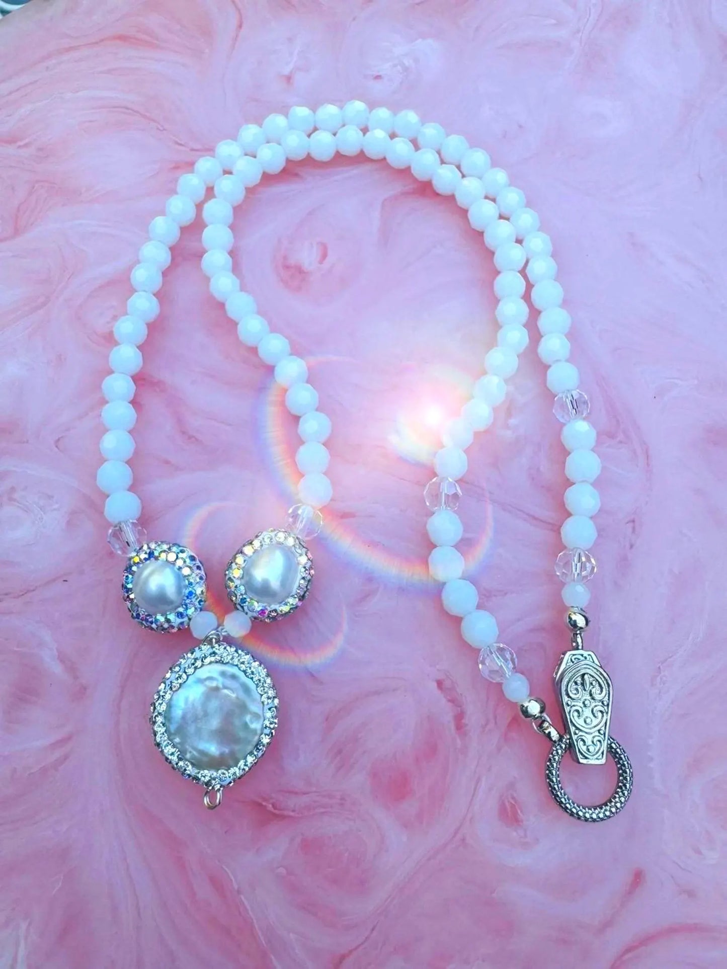 Snow Queen ~ Ice Necklace feat. Genuine Pearls and Crystals