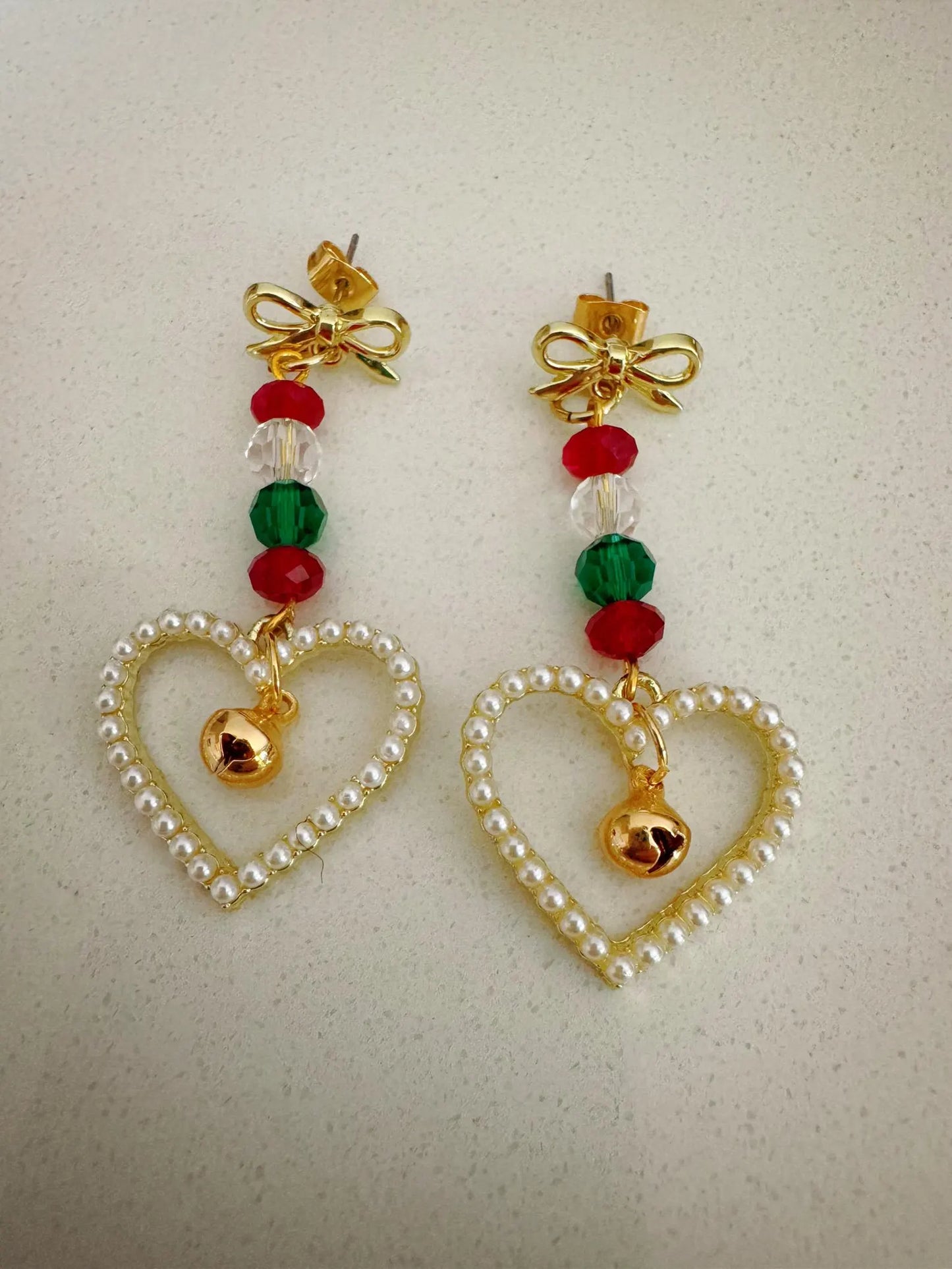 Forever Love Christmas Heart Bell Earrings