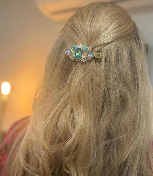 Genuine Larimar & 14Kt Gold Hair Jewel ~ Star Fantasy