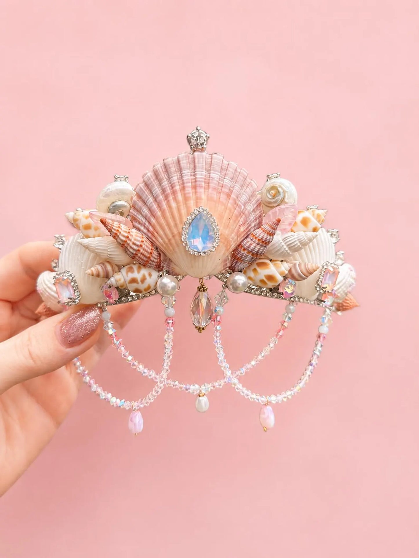 ✨ The Siren’s Call Crown ✨ Genuine Pearl & Seashell Crystal  Crown