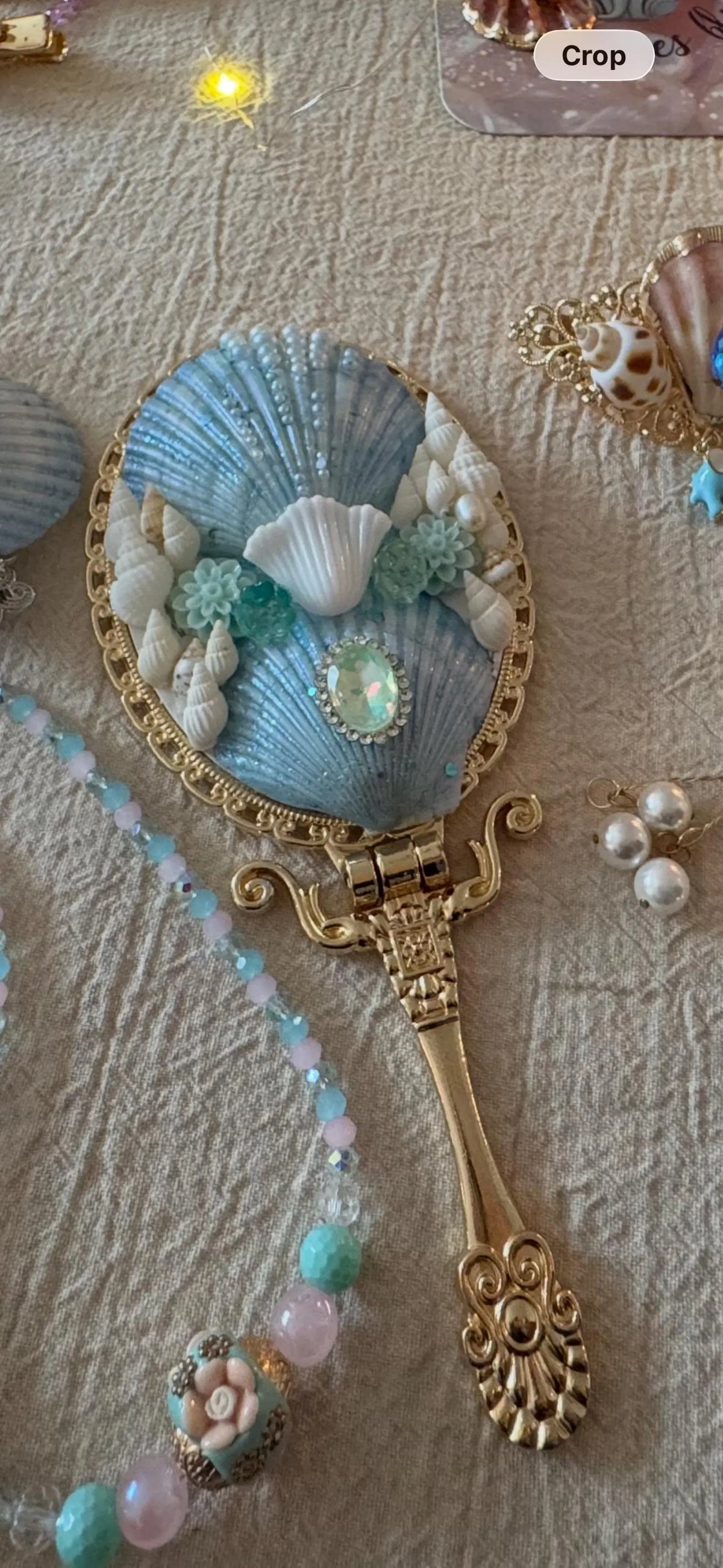 Moonlit Riviera Handmade Seashell Mirror