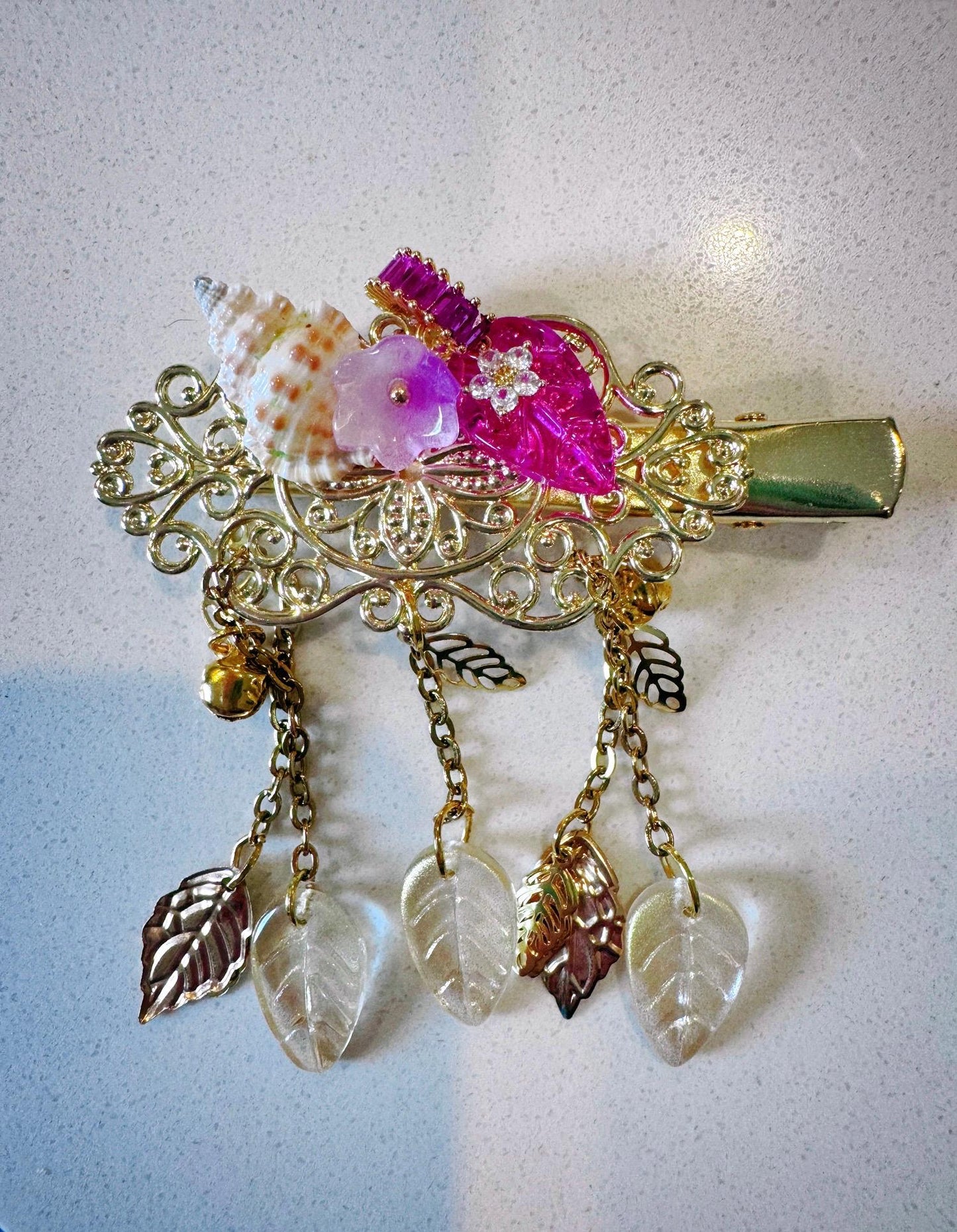 Kookaburra Seashell Handmade Genuine Gold Hairclip, Mother’s Day, Birthday, Wedding Accessories