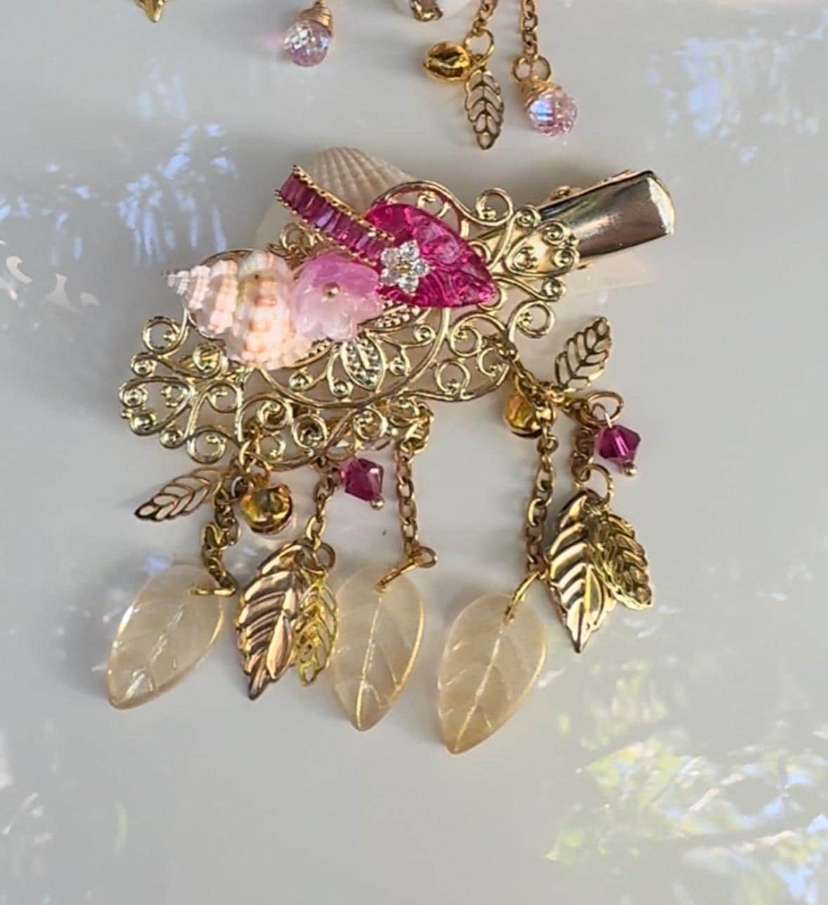 Kookaburra Seashell Handmade Genuine Gold Hairclip, Mother’s Day, Birthday, Wedding Accessories