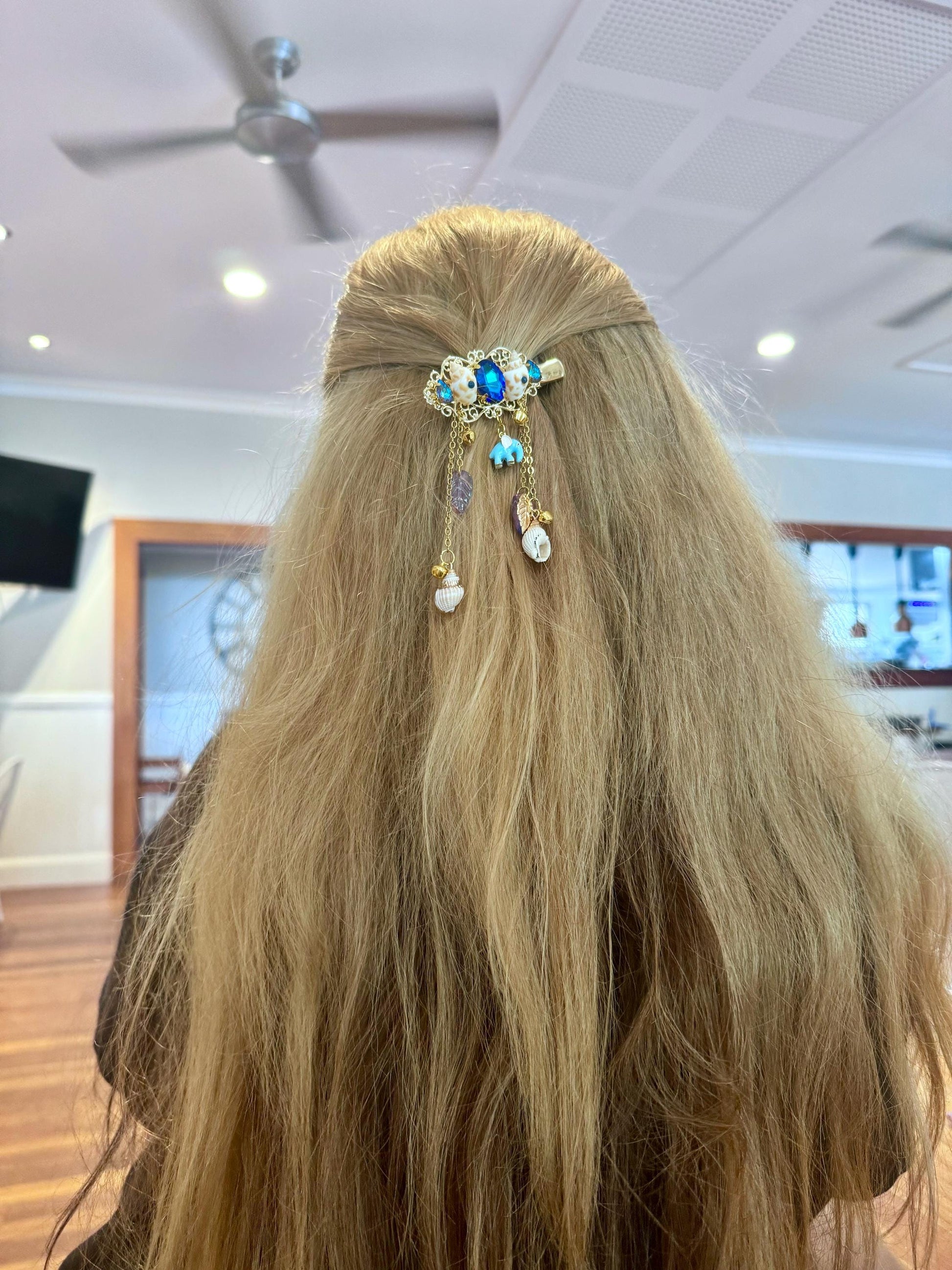 Blue Lagoon Elephant Fantasy Hairclip, Birthday, Party, Wedding, Mothers Day, Bridesmaid