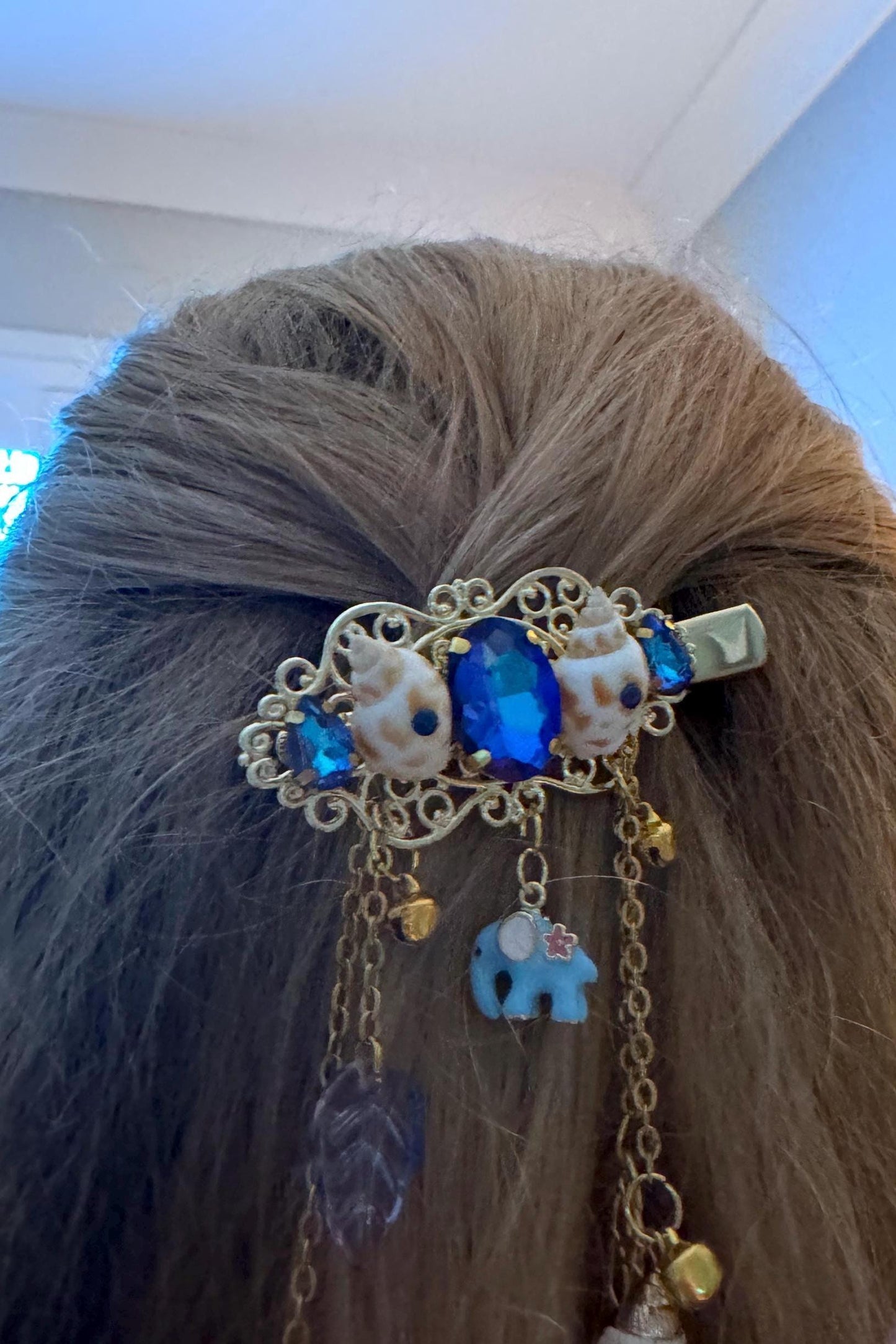 Blue Lagoon Elephant Fantasy Hairclip, Birthday, Party, Wedding, Mothers Day, Bridesmaid