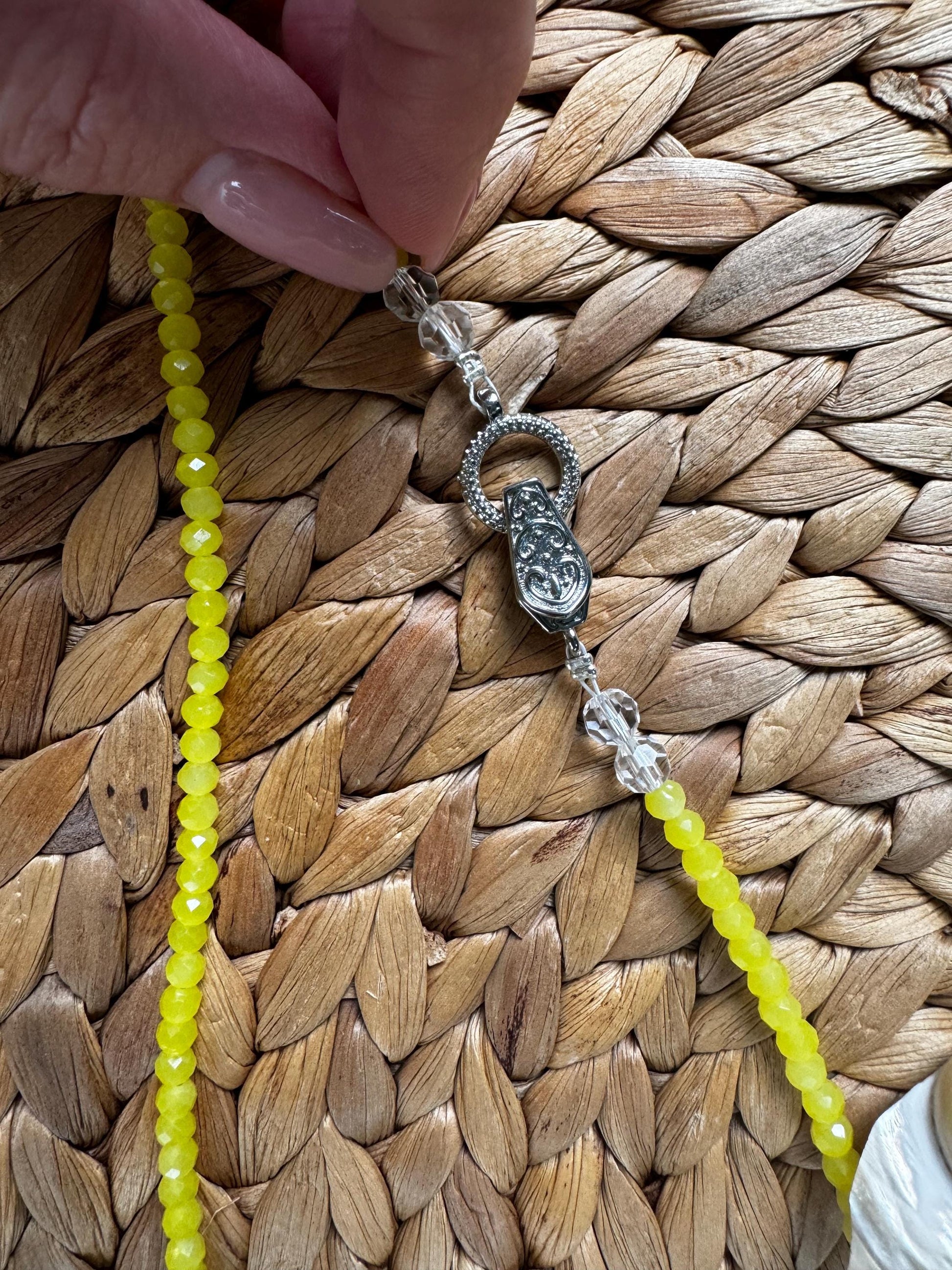 Yellow Lemon Handmade Beaded Necklace, featuring swarovski crystals, Mothers Day, Bridal, Birthday, Best Friend gift