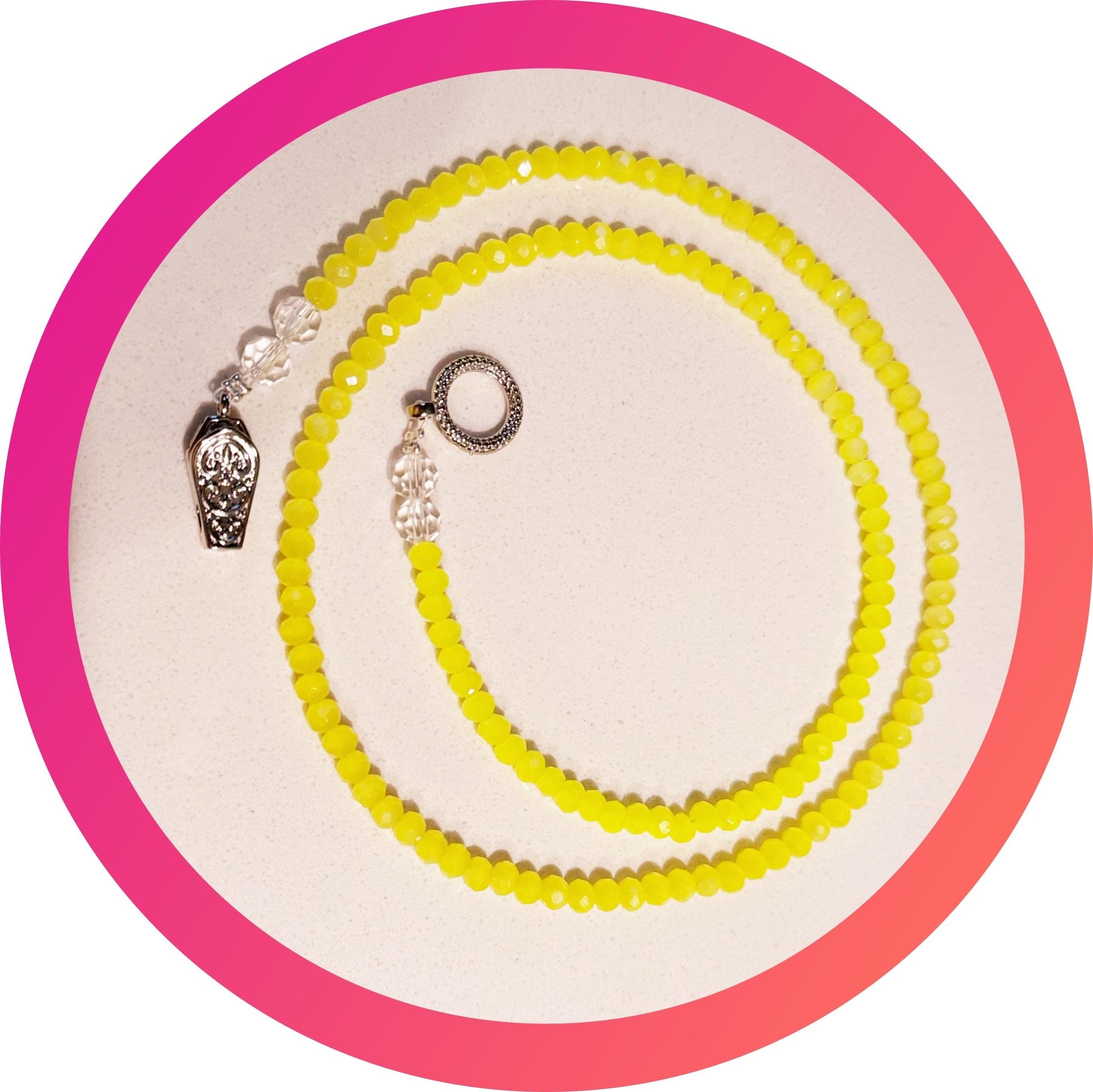 Yellow Lemon Handmade Beaded Necklace, featuring swarovski crystals, Mothers Day, Bridal, Birthday, Best Friend gift