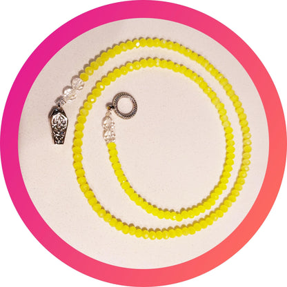 Yellow Lemon Handmade Beaded Necklace, featuring swarovski crystals, Mothers Day, Bridal, Birthday, Best Friend gift