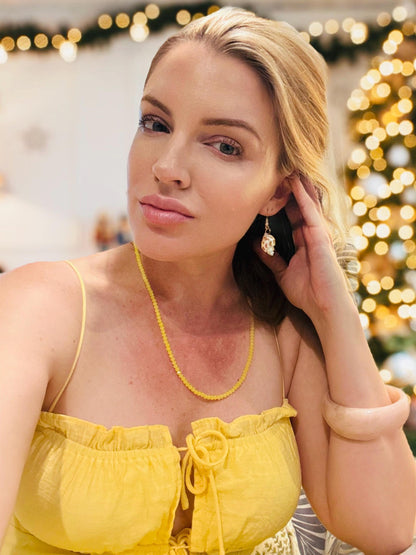 Yellow Lemon Handmade Beaded Necklace, featuring swarovski crystals, Mothers Day, Bridal, Birthday, Best Friend gift