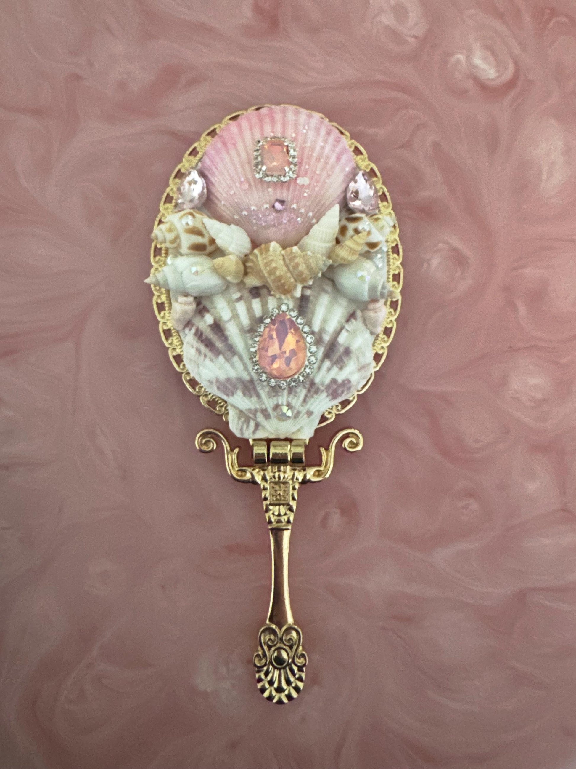 Crystal Seashell Mirror, Fancy Mirror, Gold Mirror, Mothers Day, Wedding Mirror, Bridesmaid, Birthday, Mermaid Mirror