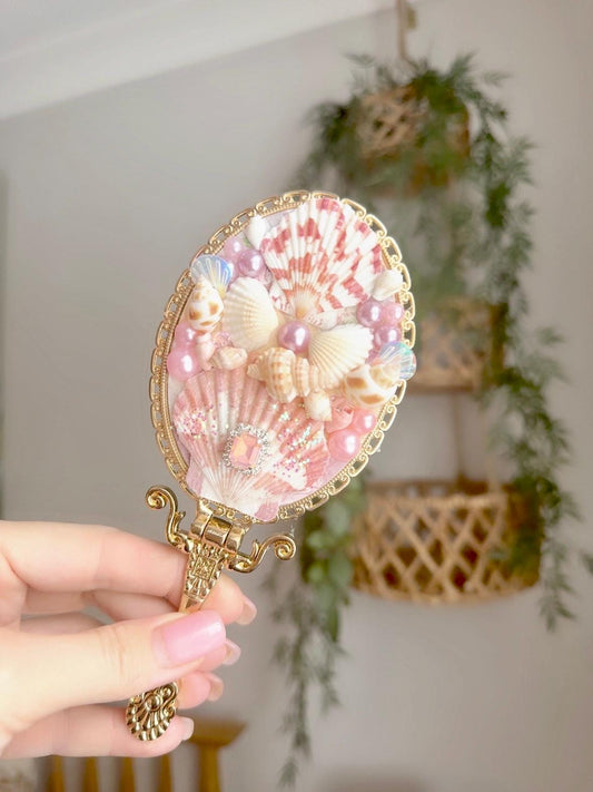 Kookaburra Shell Handmade Mirror Pink, Mothers Day, Wedding accessories, birthday gift, customised