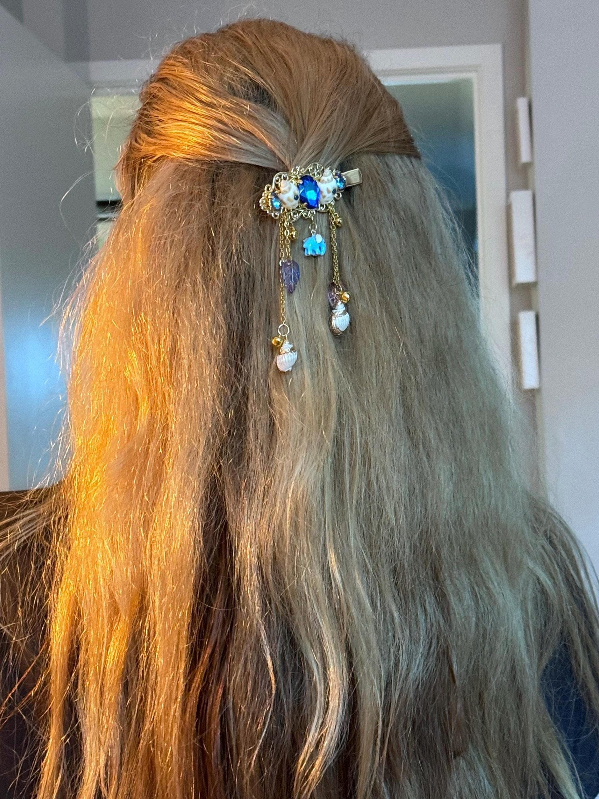 Blue Lagoon Elephant Fantasy Hairclip, Birthday, Party, Wedding, Mothers Day, Bridesmaid