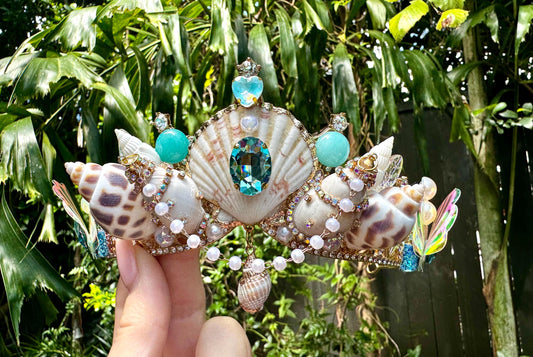 Seashell Blue Green Tiara Crown - Mermaid Fantasy