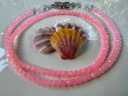 Pink Dreams Handmade Beaded Necklace, featuring Swarovski crystals