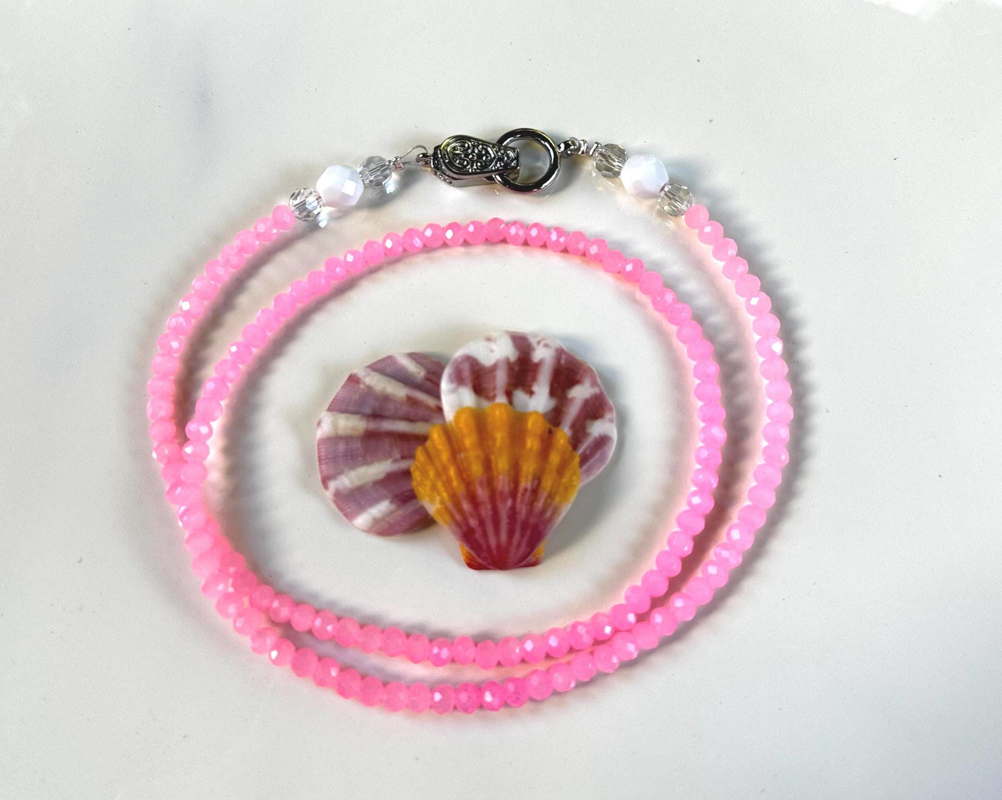 Pink Dreams Handmade Beaded Necklace, featuring Swarovski crystals