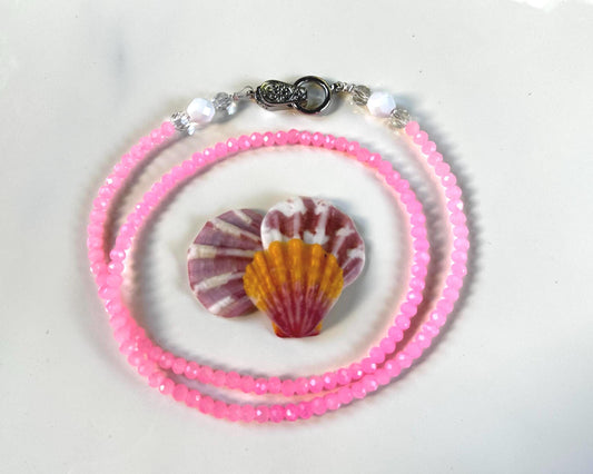 Pink Dreams Handmade Beaded Necklace, featuring Swarovski crystals