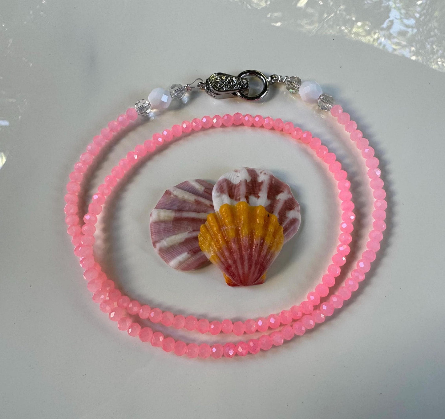 Pink Dreams Handmade Beaded Necklace, featuring Swarovski crystals