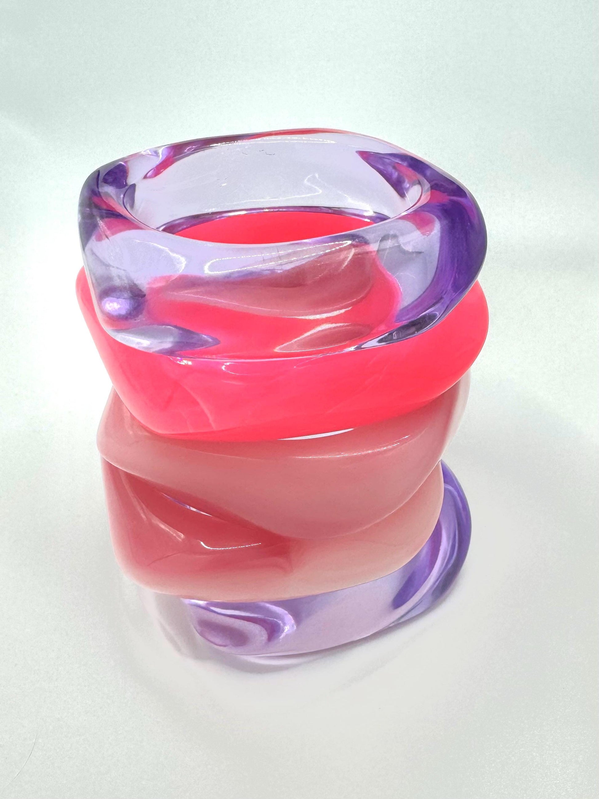 Resin Bangles Pink Purple Sand