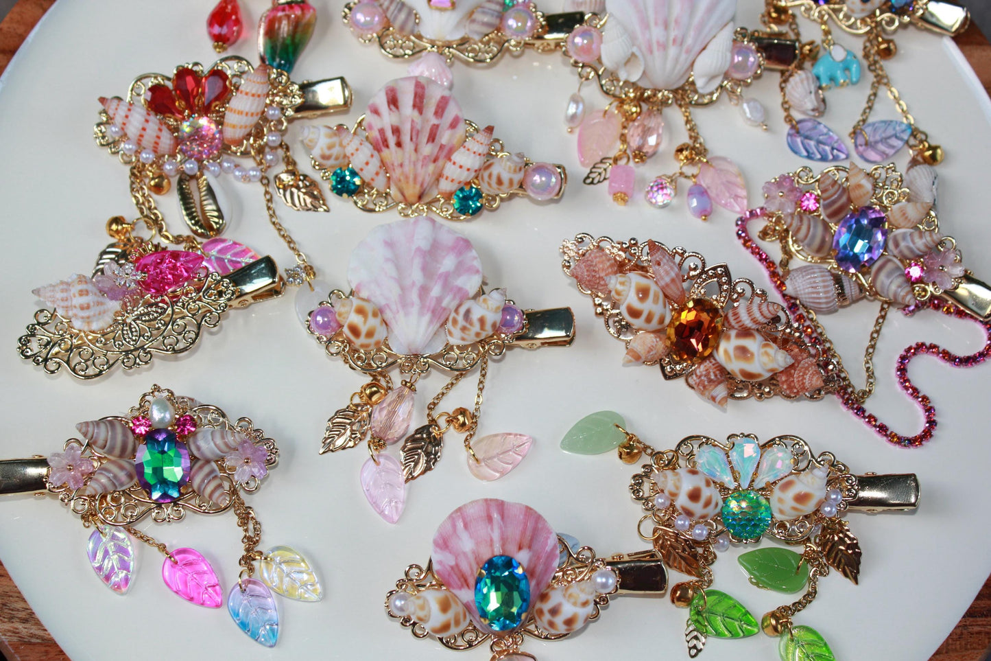 Beautiful Shell hairclip, fantasy hair accessory, mermaid hair, wedding hair, gold hairclip, wedding accessory, bridesmaid accessory, shells