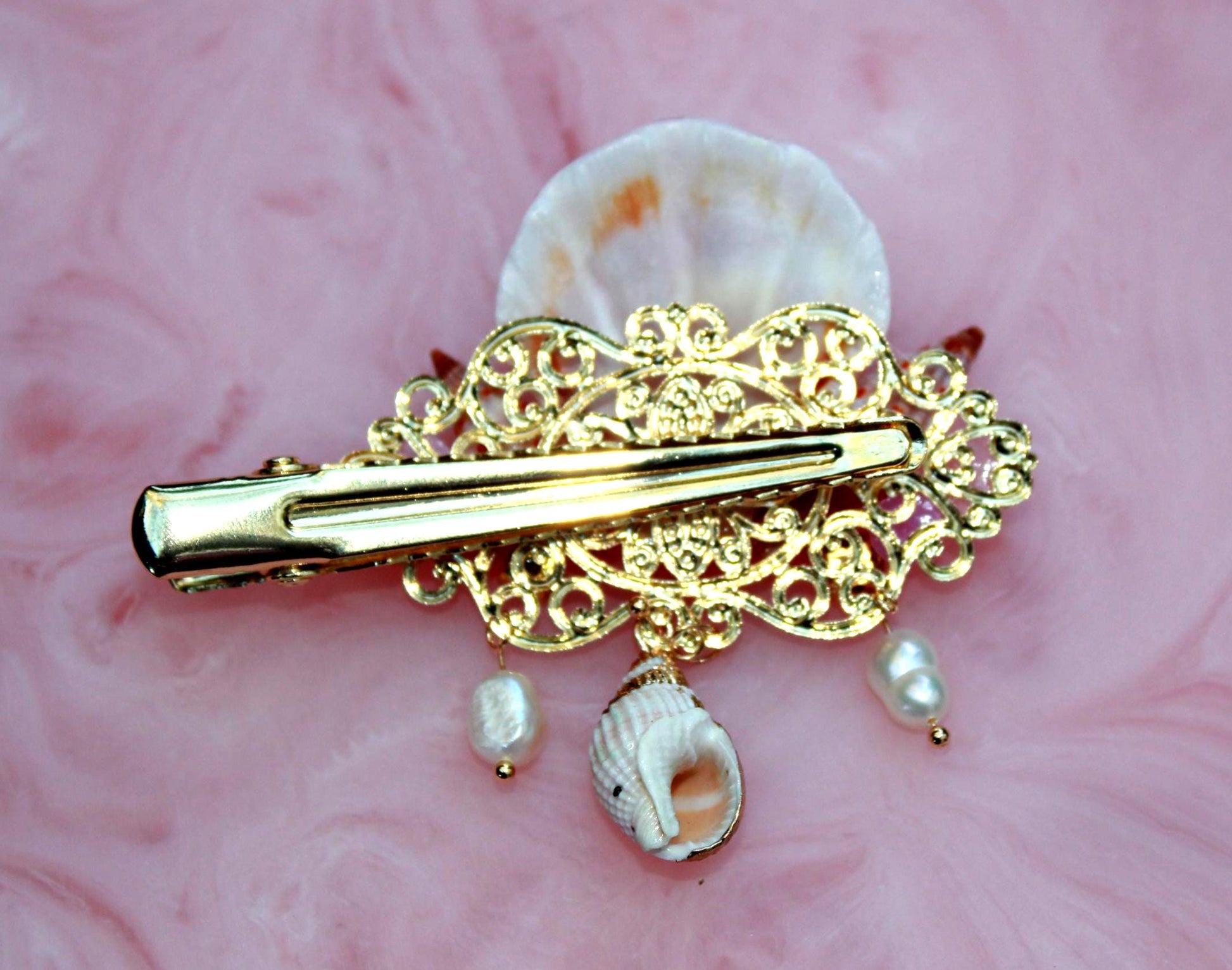 Beautiful Shell hairclip, fantasy hair accessory, mermaid hair, wedding hair, gold hairclip, wedding accessory, bridesmaid accessory, shells