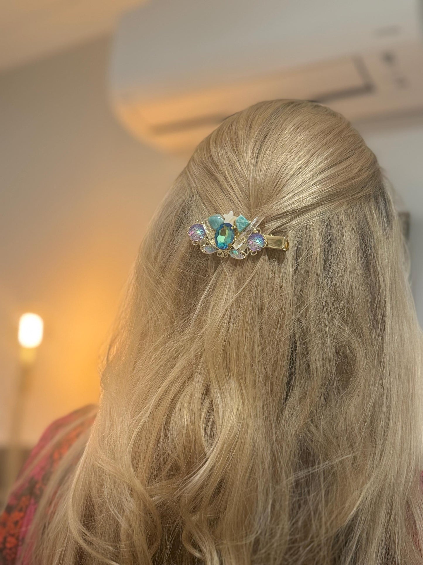 Larimar of the Sea - Genuine Larimar & 14Kt Gold Hair Jewel ~ Star Fantasy