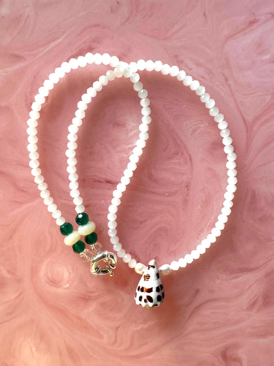 Pearl of the Quiet Sea Hebrew Cone Seashell & Pearl Necklace
