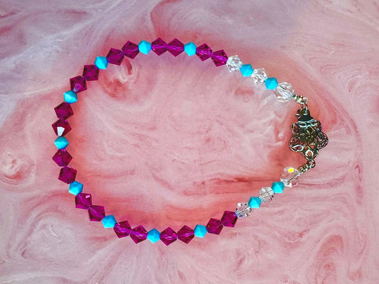 « Rêves des Caraïbes » - Cristaux européens rose vif et bleu pâle