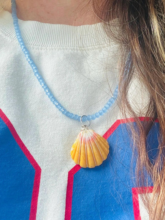 Genuine Hawaiian Sunrise Shell ~ Handmade Beaded Necklace
