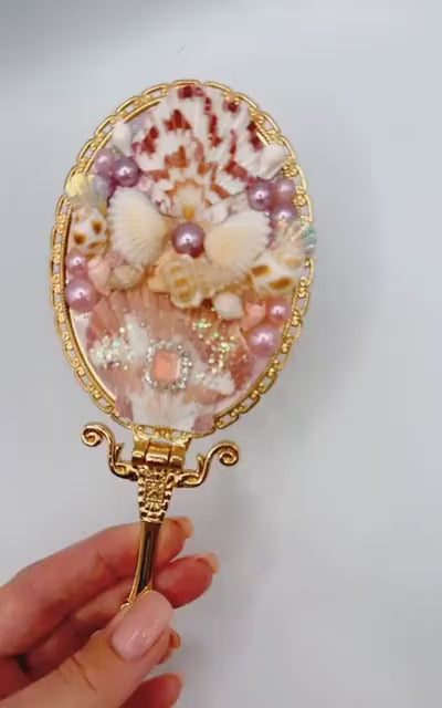 Kookaburra Shell Handmade Mirror Pink, Mothers Day, Wedding accessories, birthday gift, customised