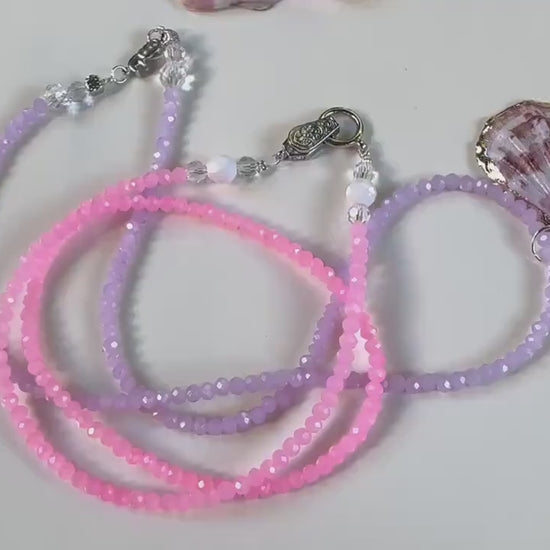 Mauve Purple Dreams Handmade Beaded Necklace, featuring Swarovski crystals & feature shell
