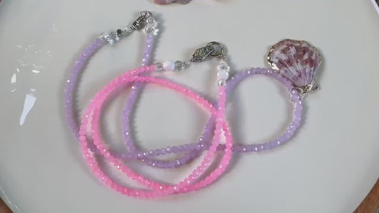 Mauve Purple Dreams Handmade Beaded Necklace, featuring Swarovski crystals & feature shell