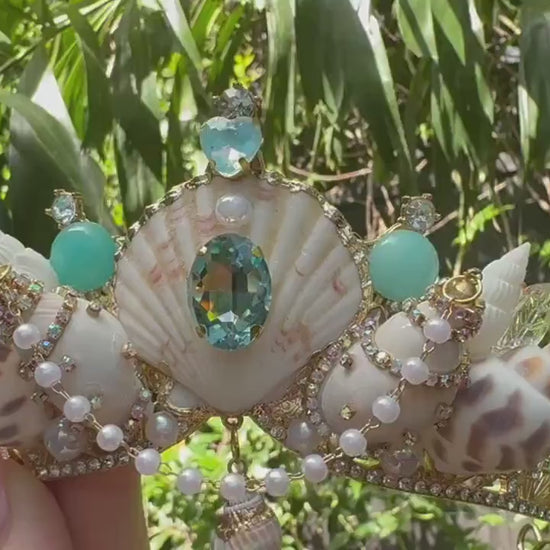 Seashell Blue Green Tiara Crown - Mermaid Fantasy