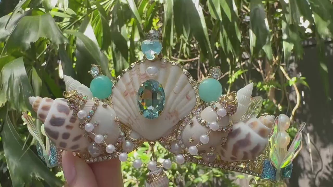 Seashell Blue Green Tiara Crown - Mermaid Fantasy