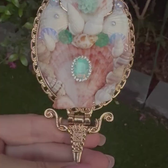 Blue Green Handmade Shell Mirror, Wedding Accessories, Birthday Present, Mothers Day, Customised